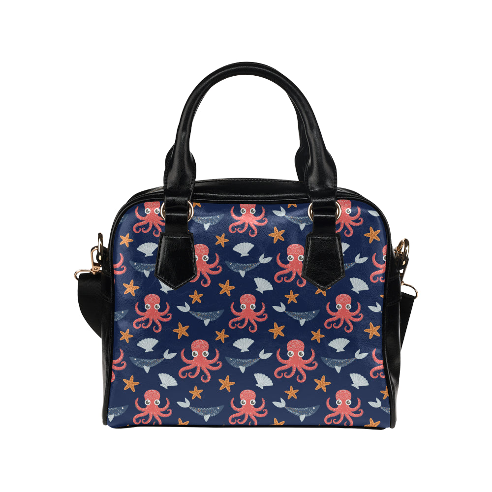 Octopus Pattern Print Design A04 Shoulder Handbag