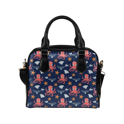 Octopus Pattern Print Design A04 Shoulder Handbag