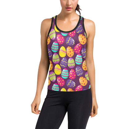 Easter Eggs Pattern Print Design RB04 Women's Racerback Tank Top