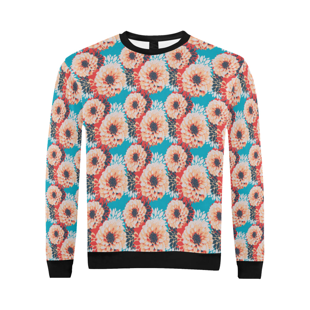 Dahlia Pattern Print Design DH05 Men Long Sleeve Sweatshirt
