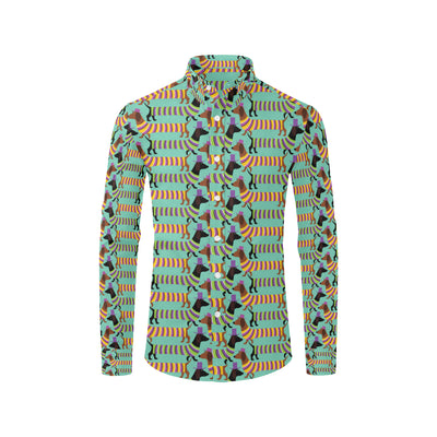 Dachshund Pattern Print Design 05 Men's Long Sleeve Shirt