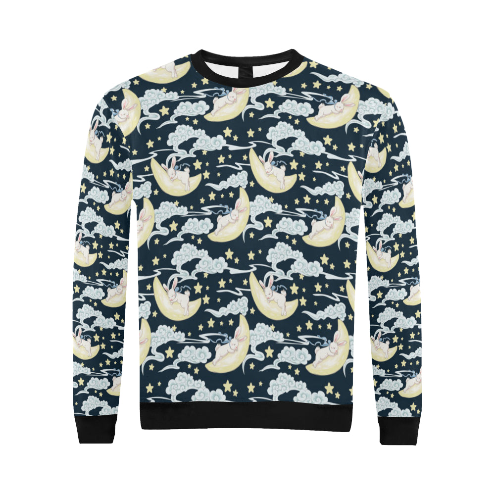 Rabbit Sleeping Pattern Print Design RB08 Men Long Sleeve Sweatshirt