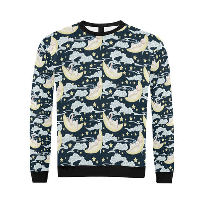 Rabbit Sleeping Pattern Print Design RB08 Men Long Sleeve Sweatshirt