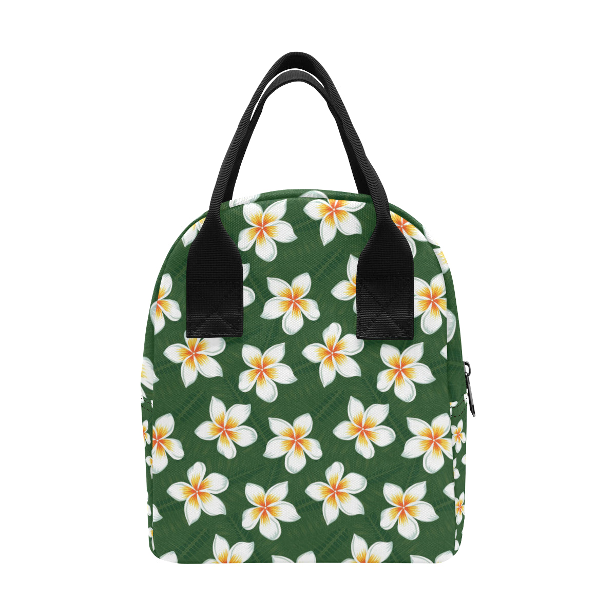 White Plumeria Pattern Print Design PM020 Insulated Lunch Bag