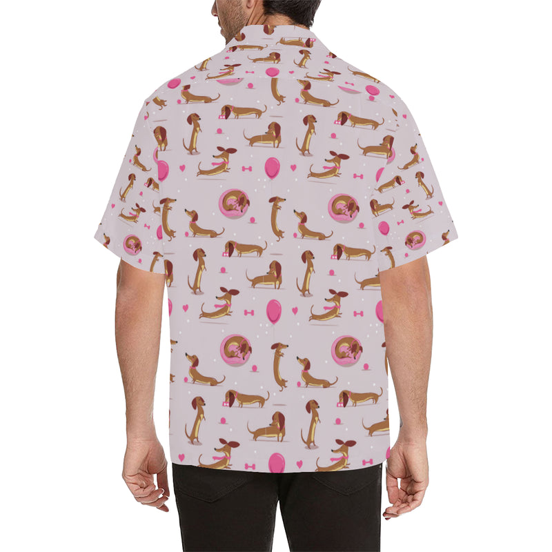 Dachshund Pattern Print Design 10 Men's Hawaiian Shirt