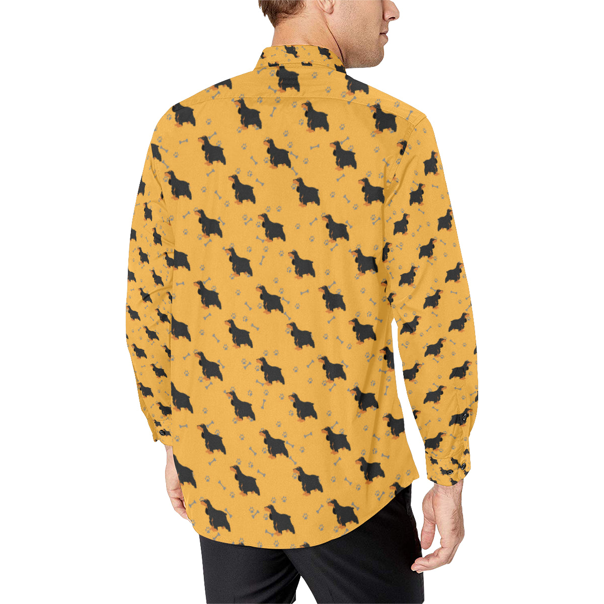 Cocker Pattern Print Design 01 Men's Long Sleeve Shirt