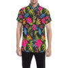 Bird Of Paradise Pattern Print Design BOP014 Men's Short Sleeve Button Up Shirt