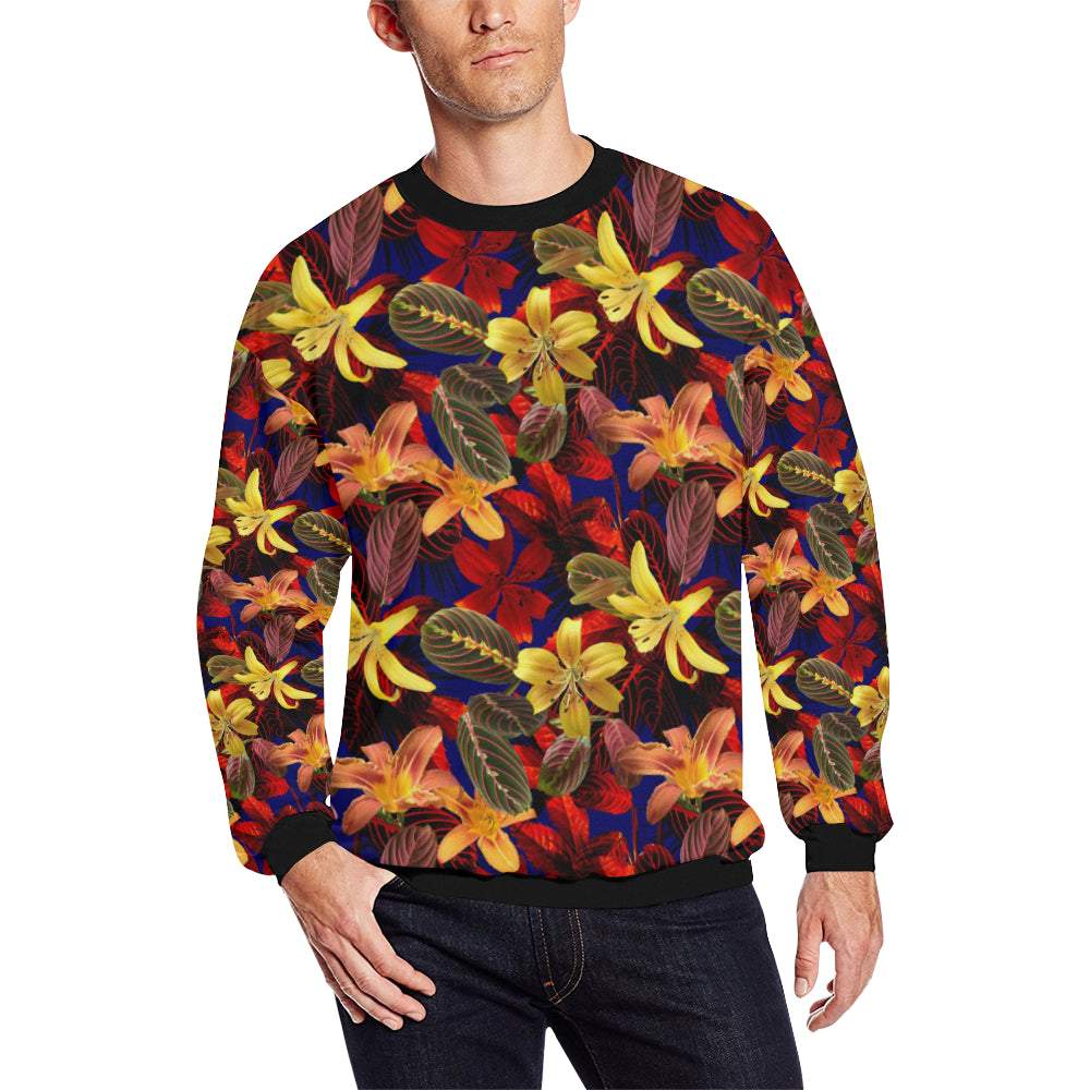 Lily Pattern Print Design LY014 Men Long Sleeve Sweatshirt