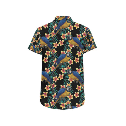 Macaw Pattern Print Design 01 Men's Short Sleeve Button Up Shirt