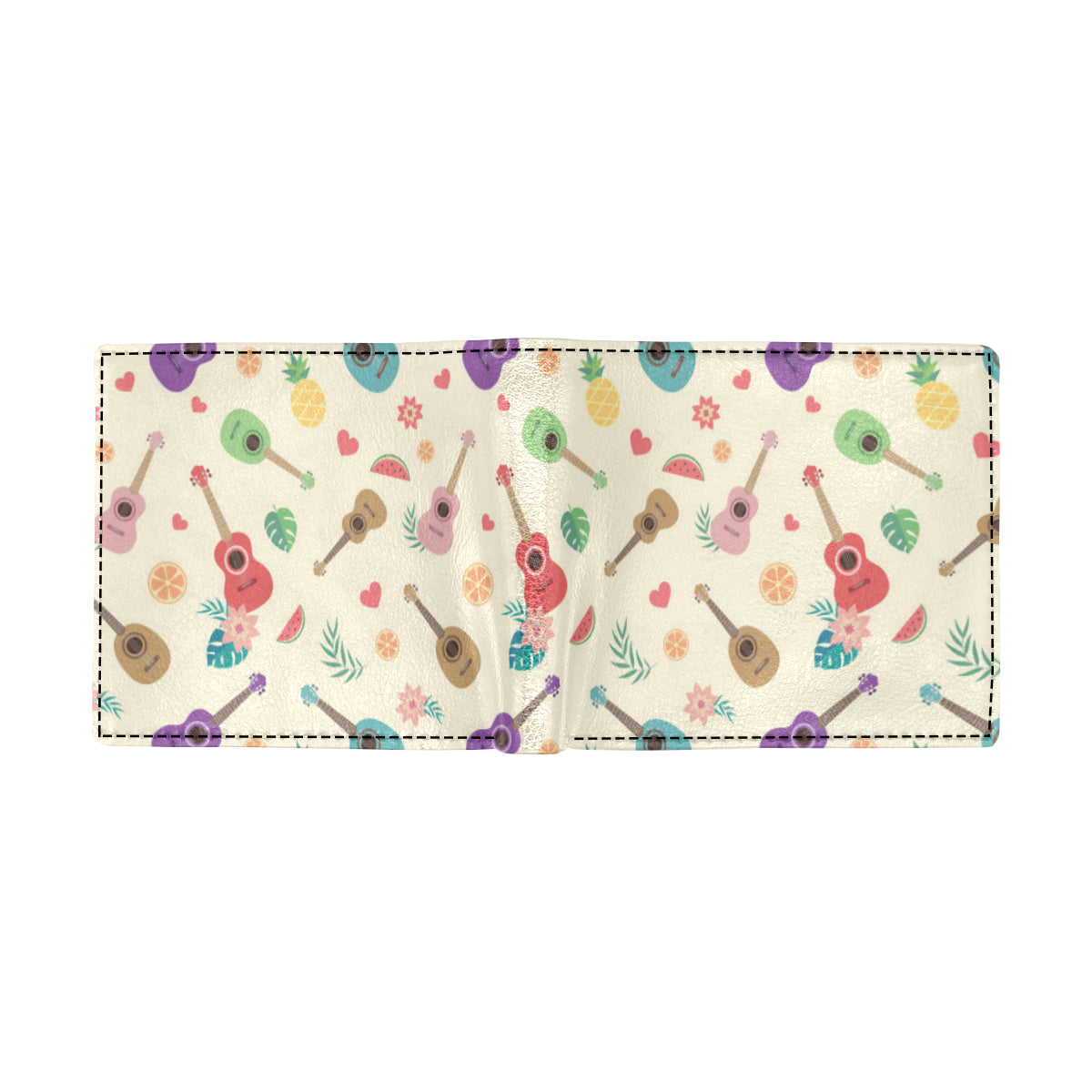 Ukulele Pattern Print Design 01 Men's ID Card Wallet