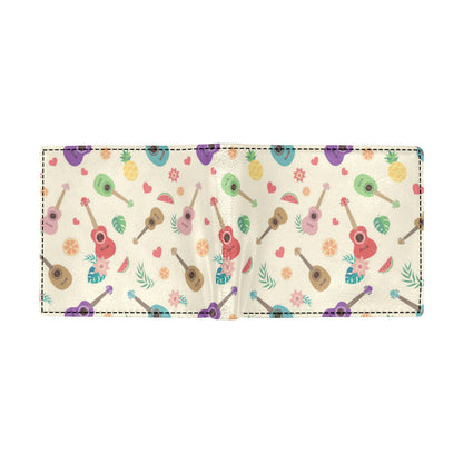 Ukulele Pattern Print Design 01 Men's ID Card Wallet