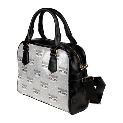 Raccoon Pattern Print Design A04 Shoulder Handbag