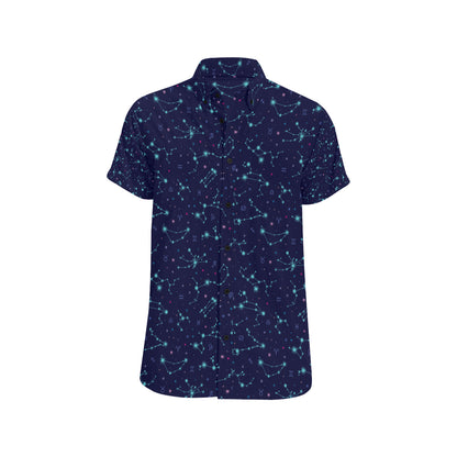 Constellation Pattern Print Design 01 Men's Short Sleeve Button Up Shirt