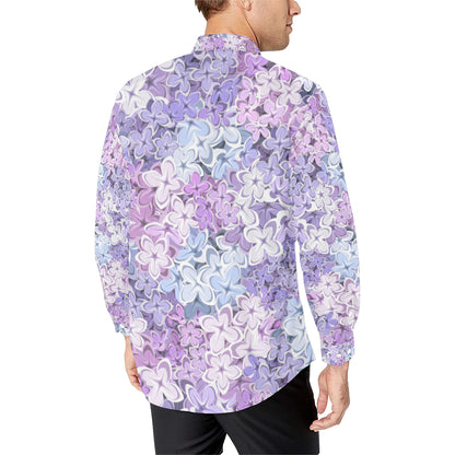 Lilac Pattern Print Design LI01 Men's Long Sleeve Shirt