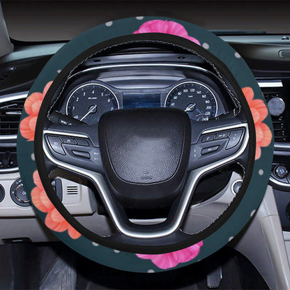Anemone Pattern Print Design AM08 Steering Wheel Cover with Elastic Edge