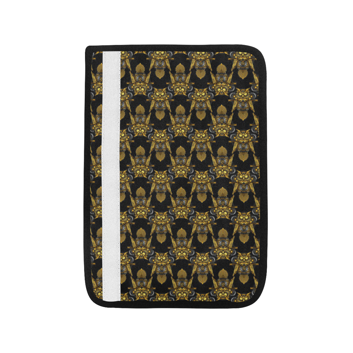 Steampunk Gold Owl Design Themed Print Car Seat Belt Cover