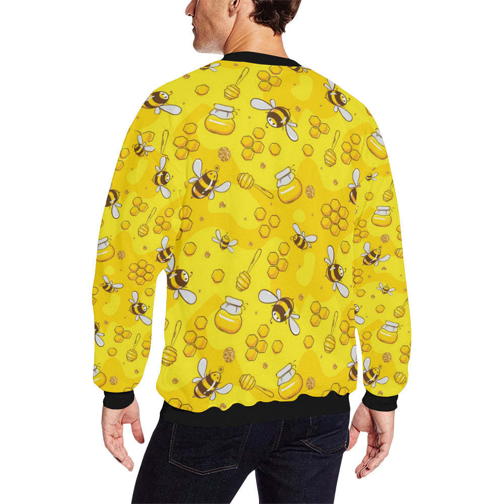 Bee Pattern Print Design BEE01 Men Long Sleeve Sweatshirt