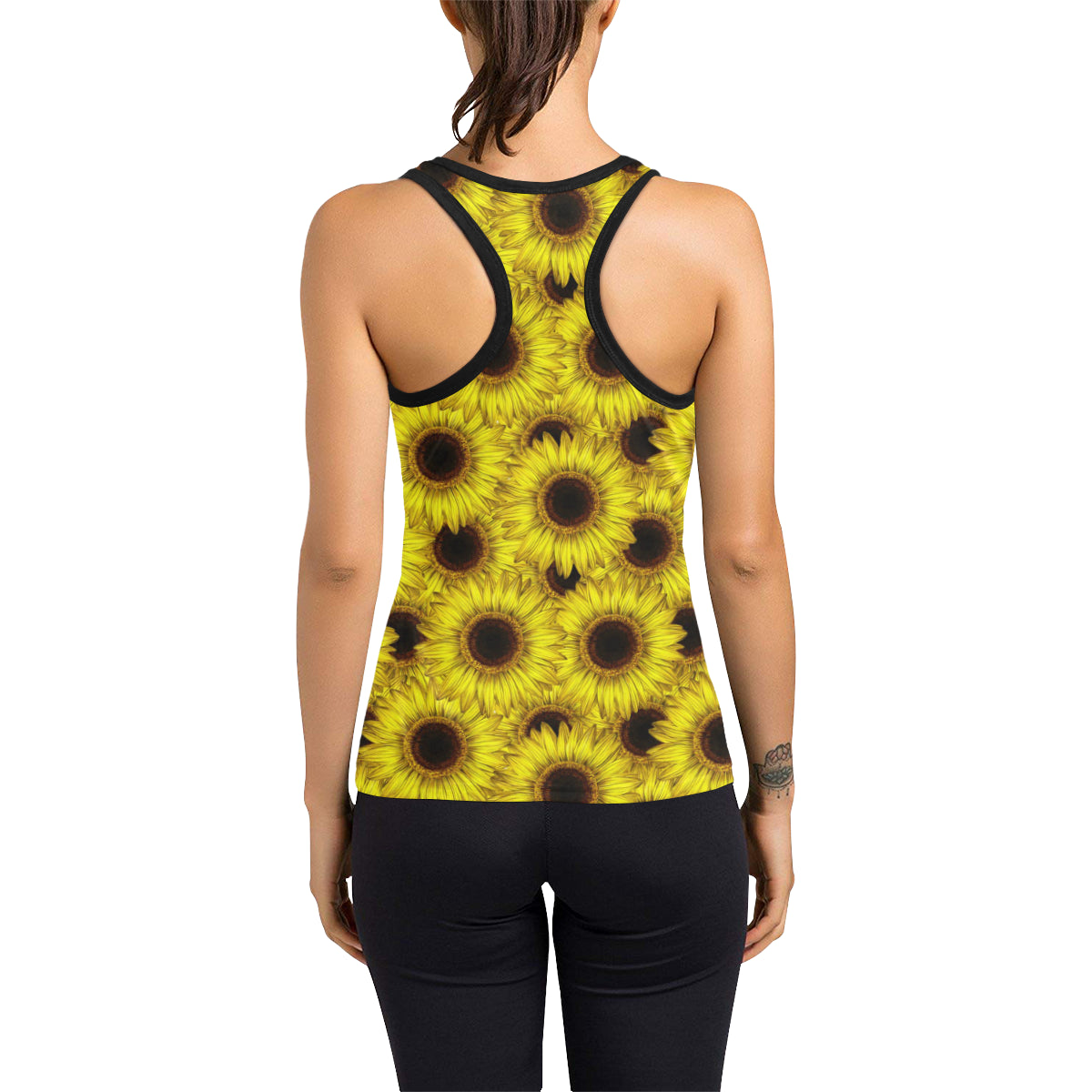 Sunflower Pattern Print Design SF011 Women's Racerback Tank Top
