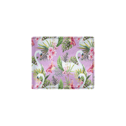 Swan with Flower Pattern Print Design 01 Men's ID Card Wallet