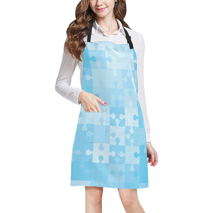 Puzzle Blue Pattern Print Design A04 Apron with Pocket