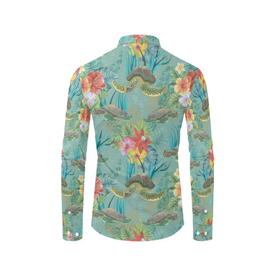 Sea Turtle Pattern Print Design T012 Men's Long Sleeve Shirt