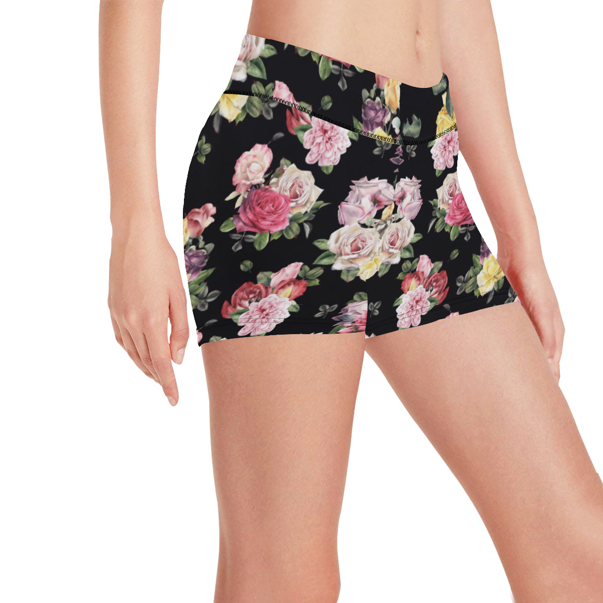 Rose Pattern Print Design RO010 Yoga Shorts