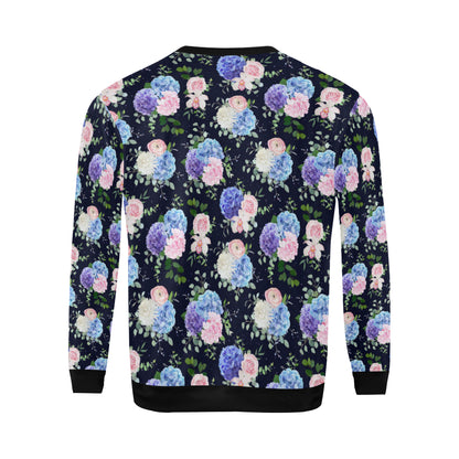 Hydrangea Pattern Print Design HD01 Men Long Sleeve Sweatshirt