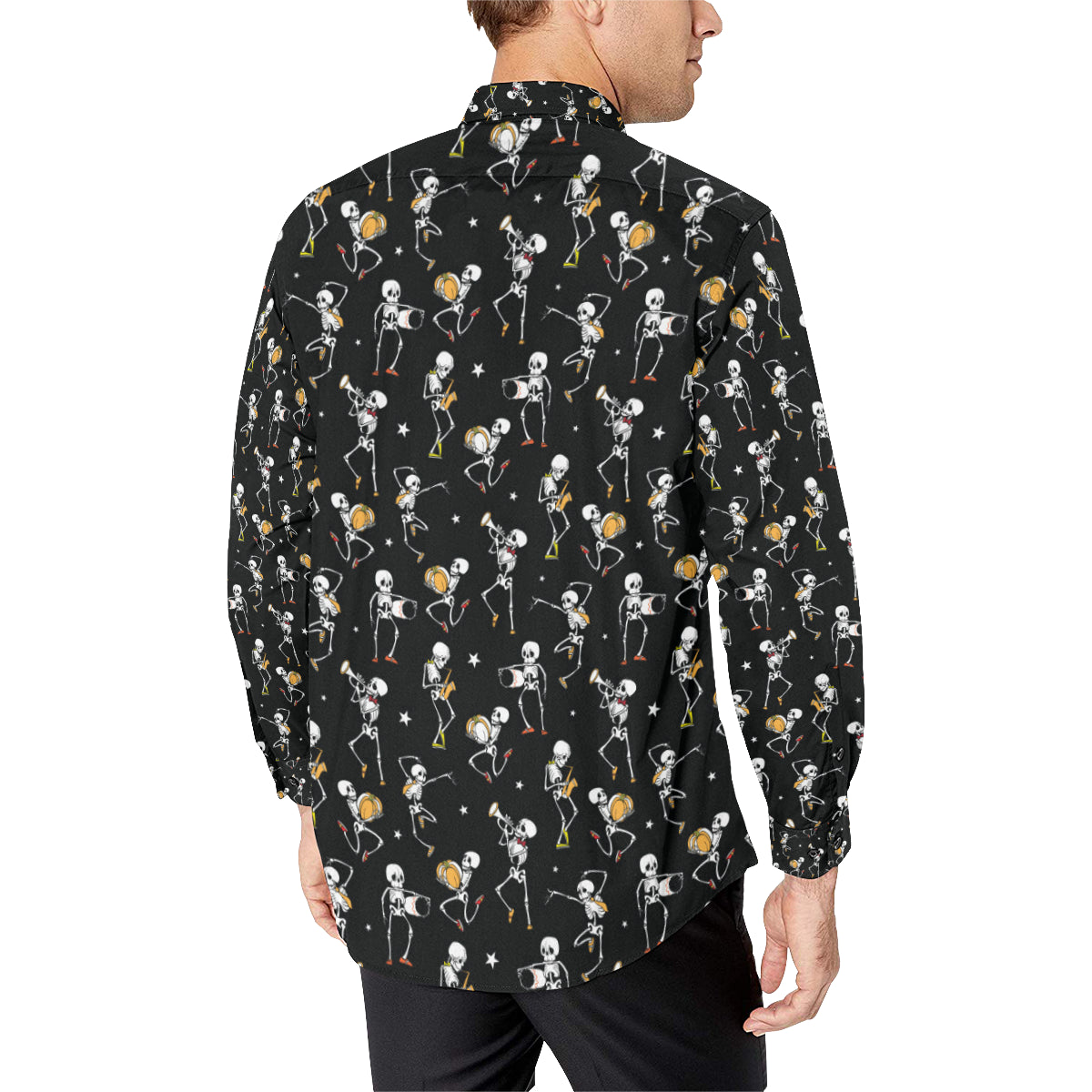 Skeleton Dance Print Men's Long Sleeve Shirt