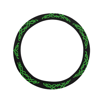 Celtic Knot Green Neon Design Steering Wheel Cover with Elastic Edge