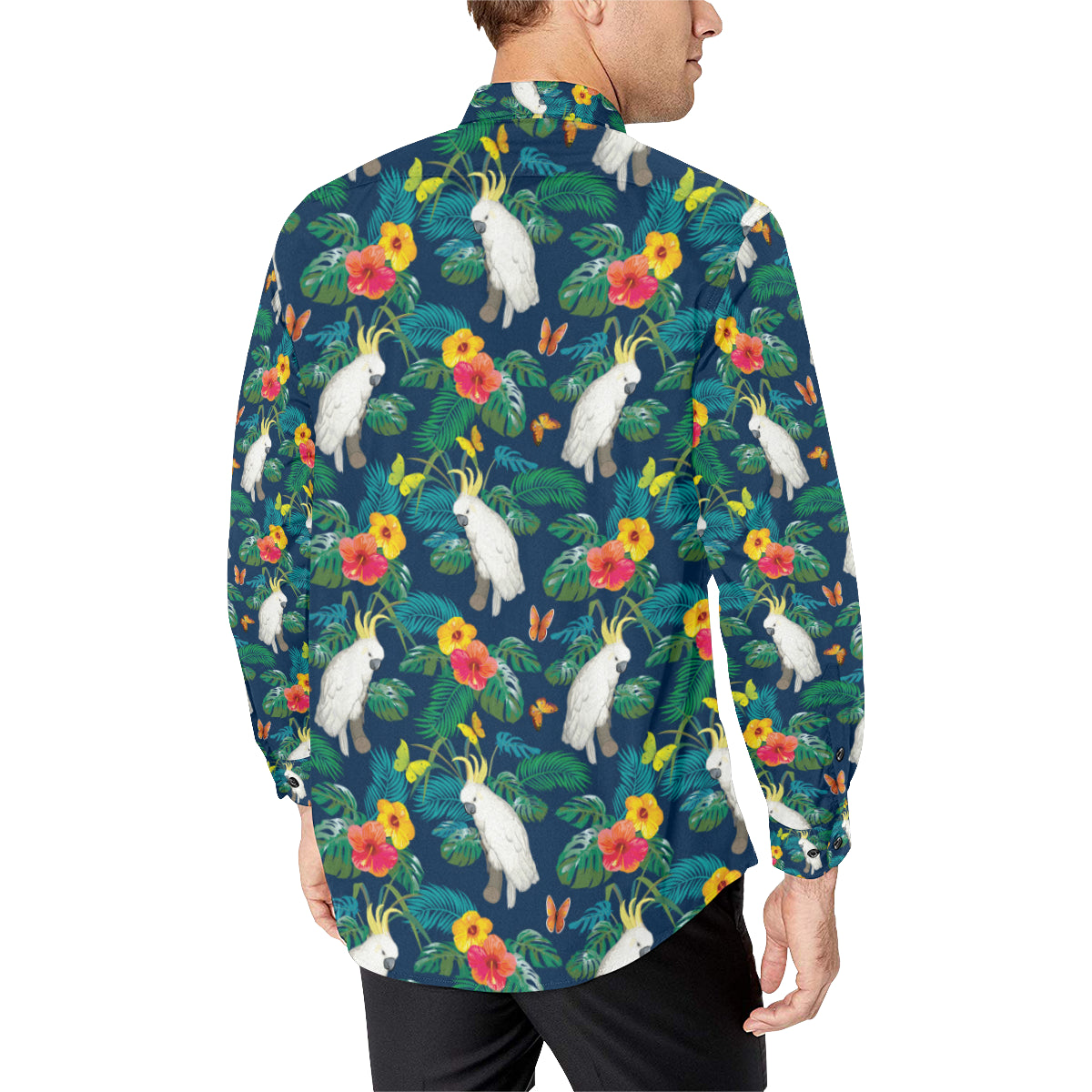 Cockatoo Tropical Pattern Print Design 02 Men's Long Sleeve Shirt