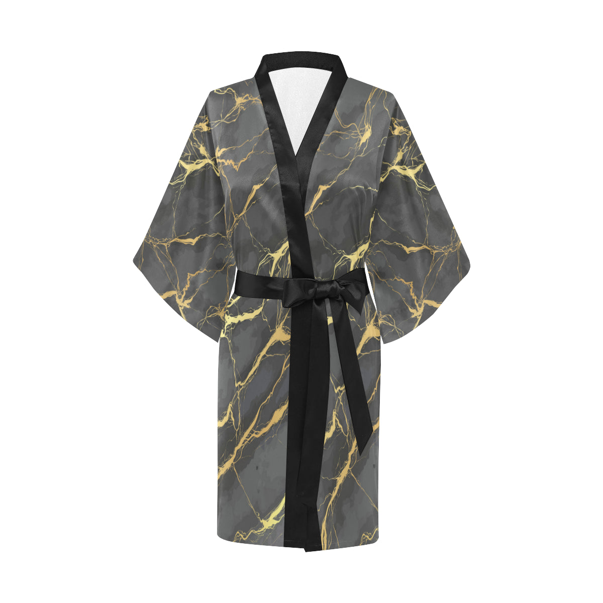 Marble Pattern Print Design 02 Women's Short Kimono