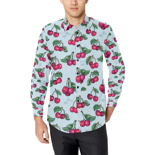 Cherry Pattern Print Design CH01 Men's Long Sleeve Shirt