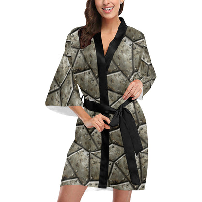 Armor Pattern Print Design 01 Women's Short Kimono