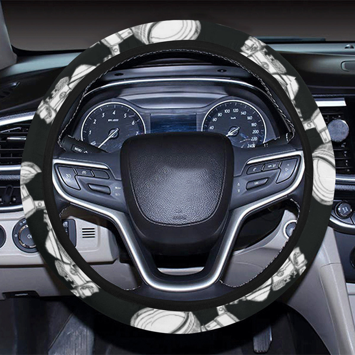 Camera Pattern Print Design 01 Steering Wheel Cover with Elastic Edge