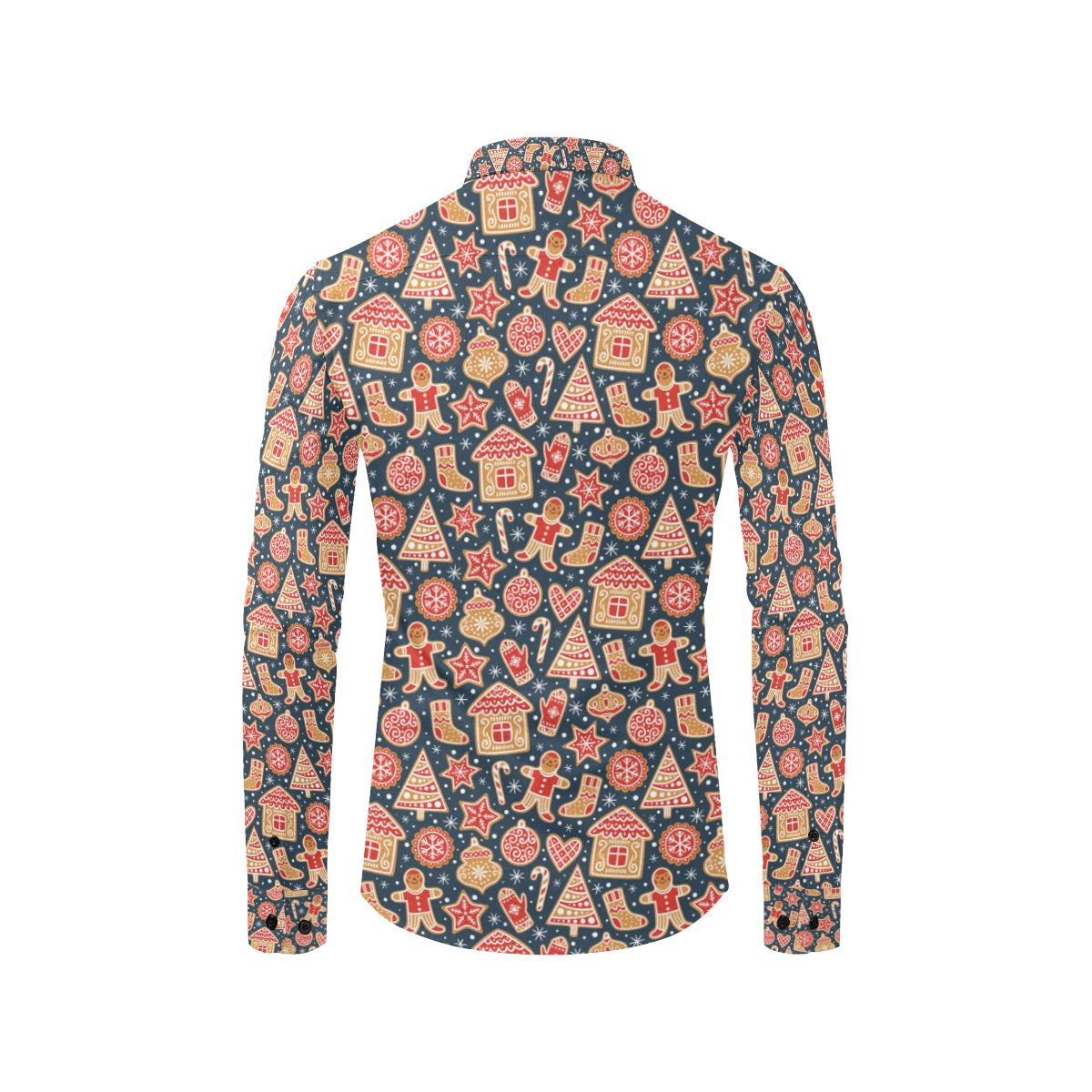 Gingerbread Pattern Print Design 03 Men's Long Sleeve Shirt