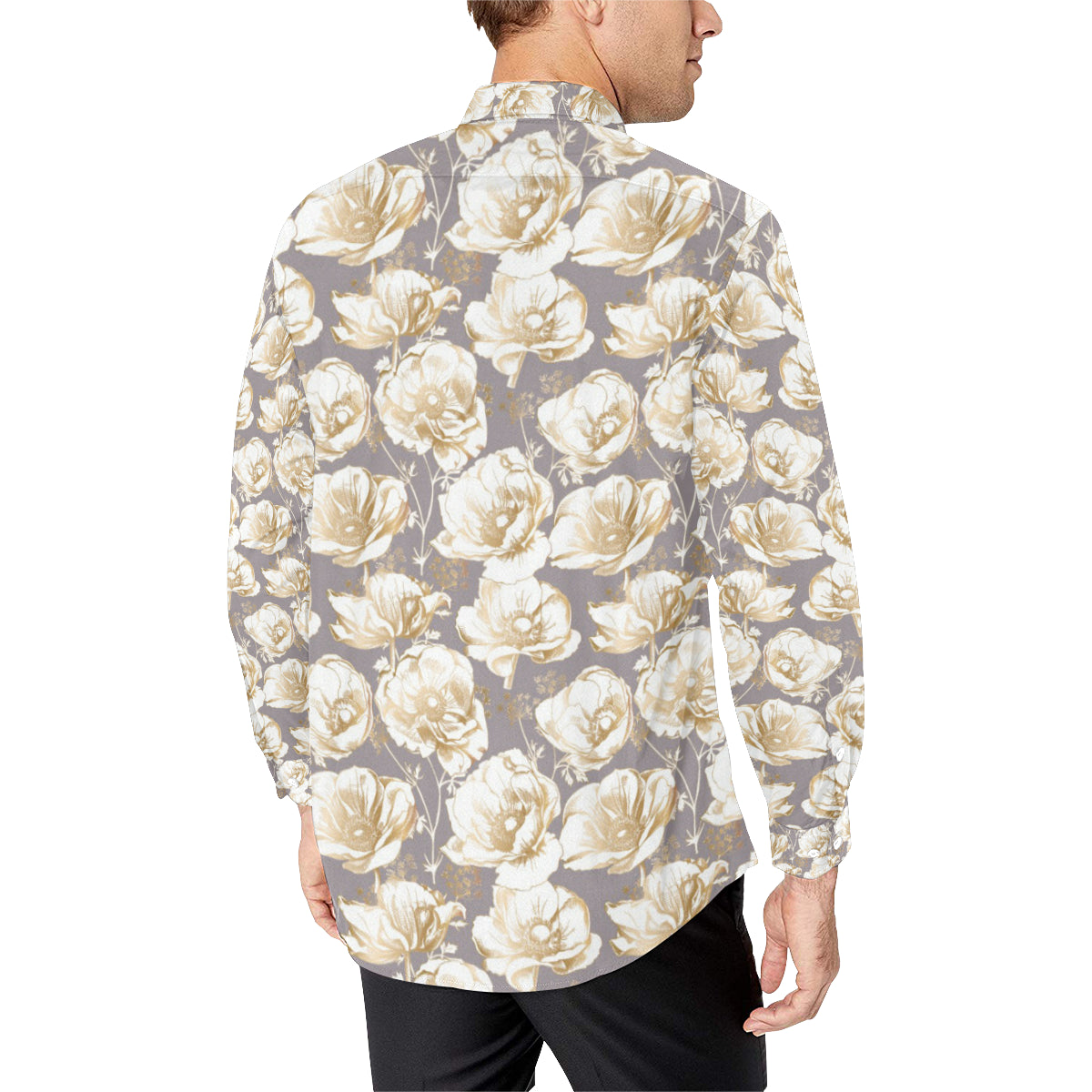 Anemone Pattern Print Design AM05 Men's Long Sleeve Shirt