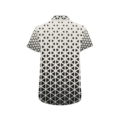 Geometric Black White Pattern Print Design 03 Men's Short Sleeve Button Up Shirt