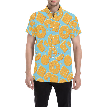 Cracker Pattern Print Design 02 Men's Short Sleeve Button Up Shirt