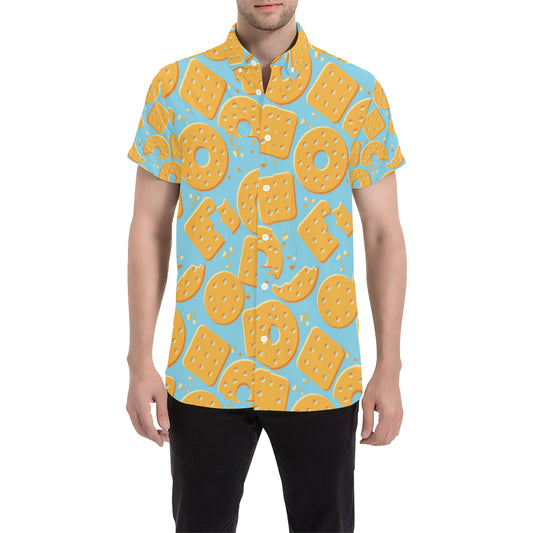Cracker Pattern Print Design 02 Men's Short Sleeve Button Up Shirt