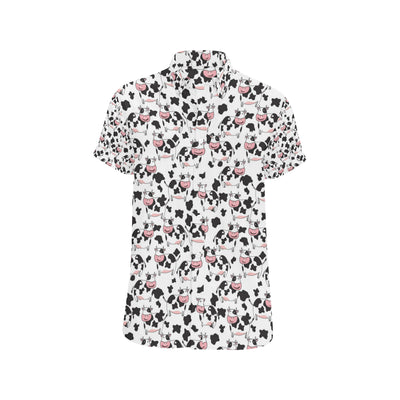 Cow Pattern Print Design 02 Men's Short Sleeve Button Up Shirt