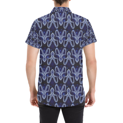 Capricorn Zodiac Pattern Print Design 03 Men's Short Sleeve Button Up Shirt