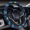 Peacock Feather Blue Design Print Steering Wheel Cover with Elastic Edge