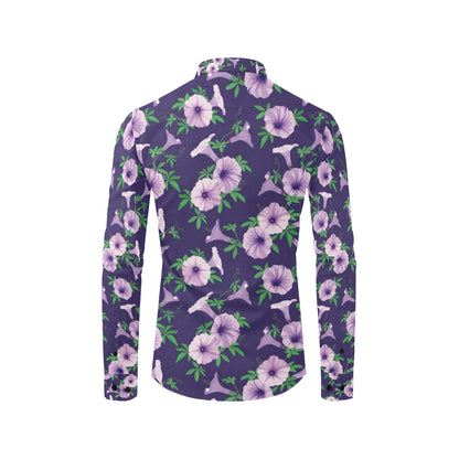 Morning Glory Pattern Print Design MG01 Men's Long Sleeve Shirt