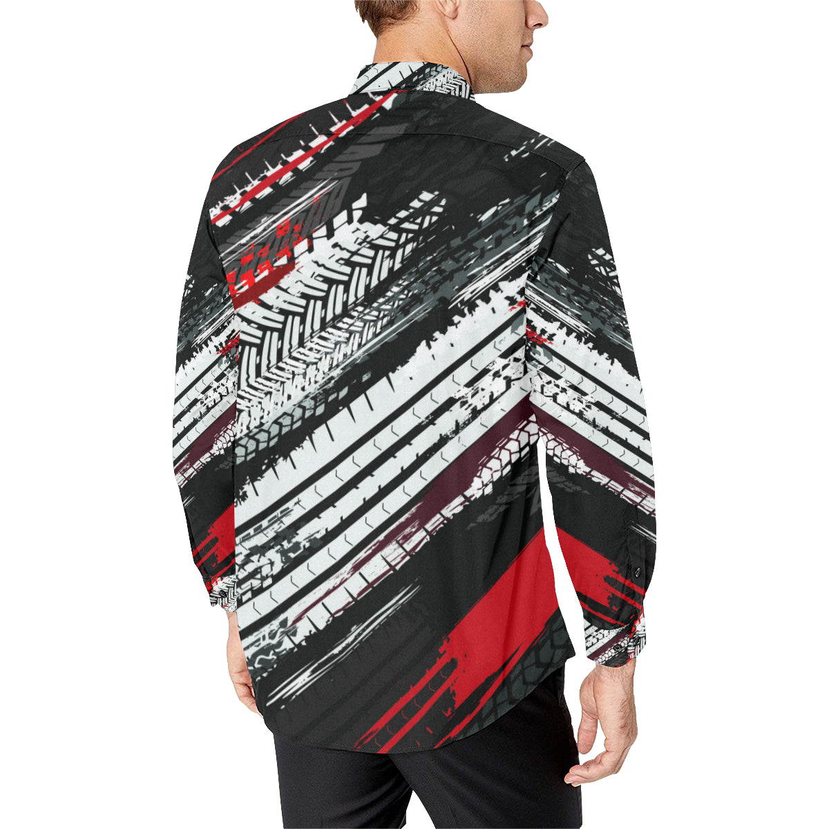 Racing Pattern Print Design A03 Men's Long Sleeve Shirt