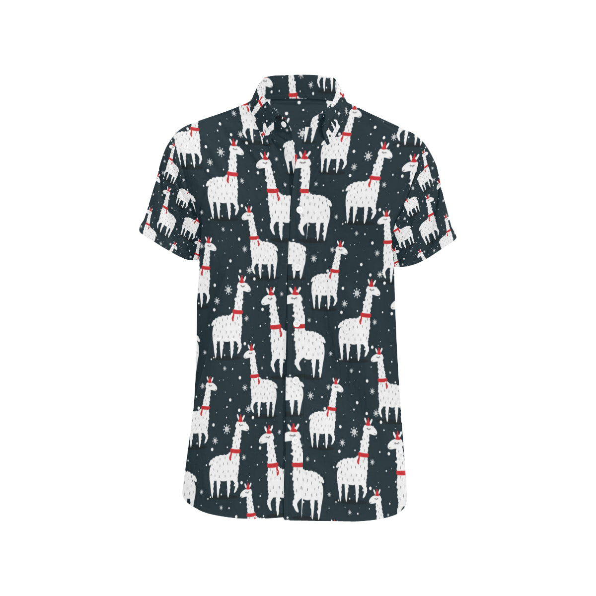 Alpaca Pattern Print Design 04 Men's Short Sleeve Button Up Shirt
