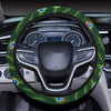 Peacock Feather Green Design Print Steering Wheel Cover with Elastic Edge