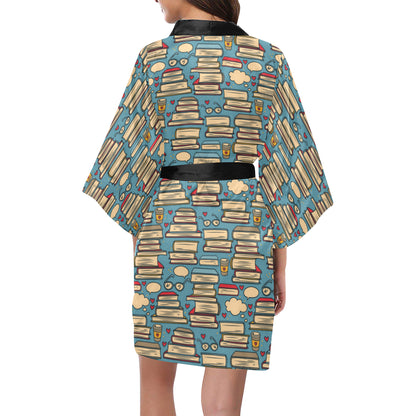 Book Pattern Print Design 03 Women's Short Kimono