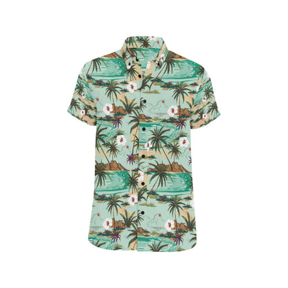 Pacific island Pattern Print Design A03 Men's Short Sleeve Button Up Shirt