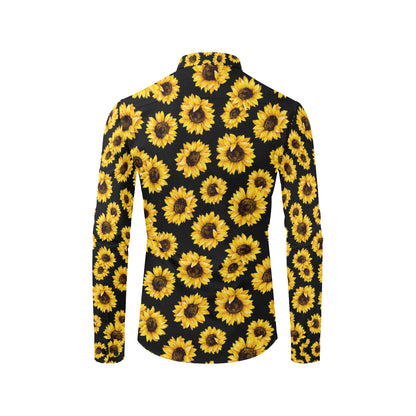 Sunflower Pattern Print Design SF05 Men's Long Sleeve Shirt
