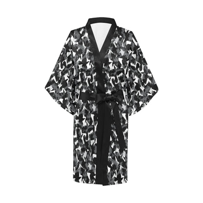 Crow Pattern Print Design 01 Women's Short Kimono